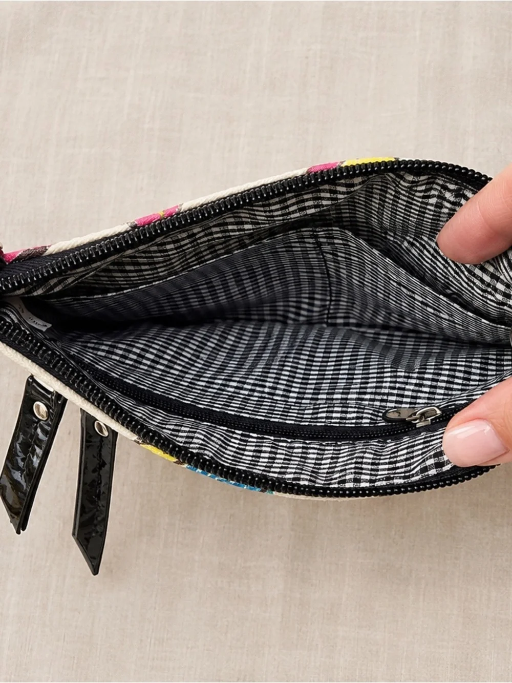 Kate Spade Flip Flop Print Wristlet Cosmetic Pouch Multi Zip Organizer
